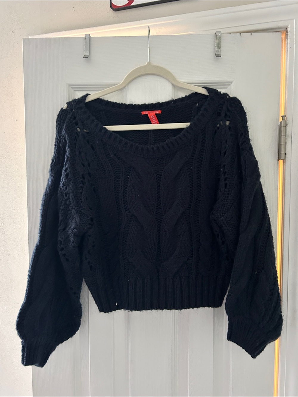 Chelsea & Violet Navy Cable Knit Scoop Neck Sweater